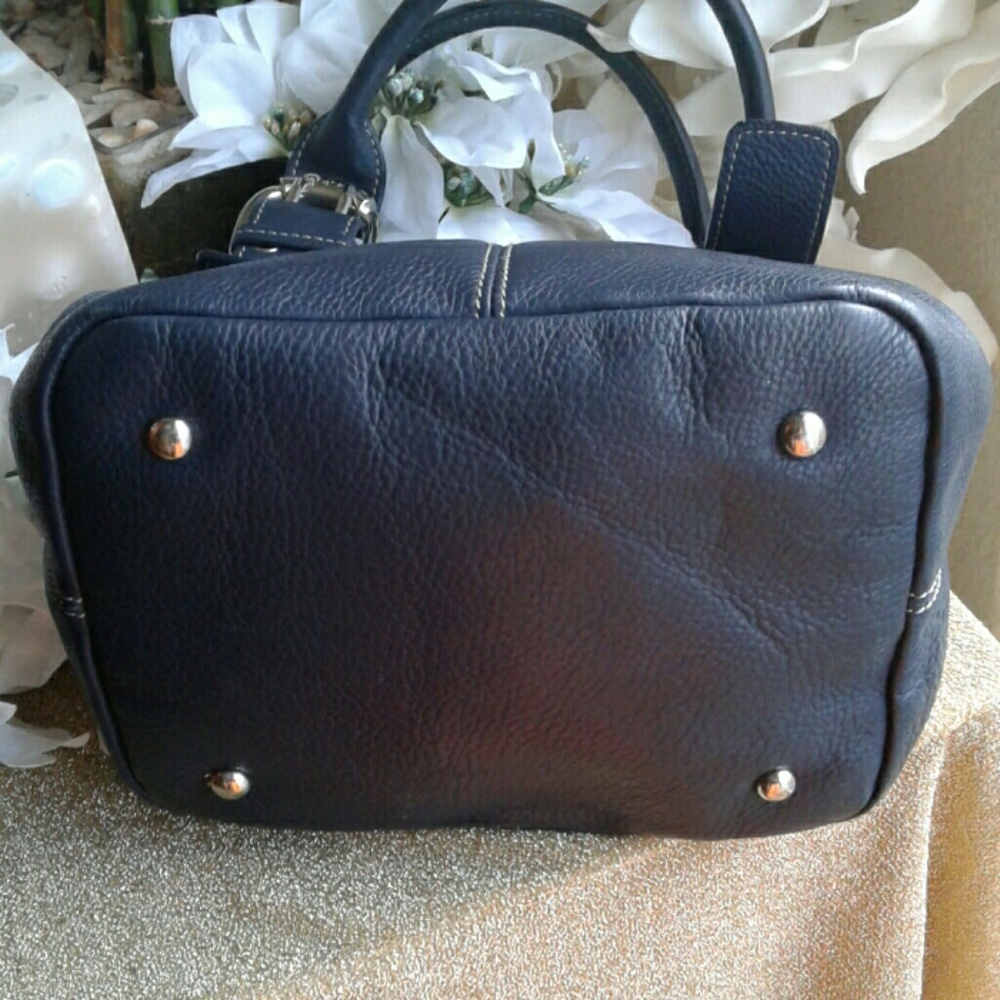 TIGNANELLO NAVY BLUE PEBBLE GRAIN SATCHEL BAG - Picture 2 of 6